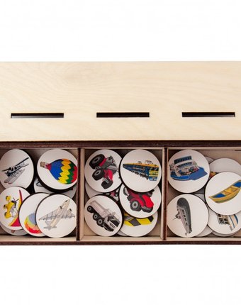 Миниатюра фотографии Деревянная игрушка сибирские игрушки сортер на три ящика транспорт