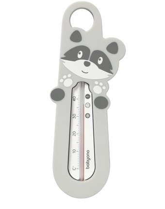 Миниатюра фотографии Термометр для ванны "енот" babyono grey, серый
