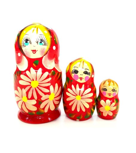 Матрешка Taowa Тройка красная Цветочек