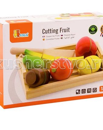 Миниатюра фотографии Деревянная игрушка viga набор фруктов разрезных
