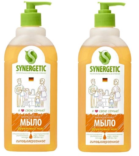 Synergetic Мыло, жидкое, фруктовый микс, 500 мл. х 2 шт.