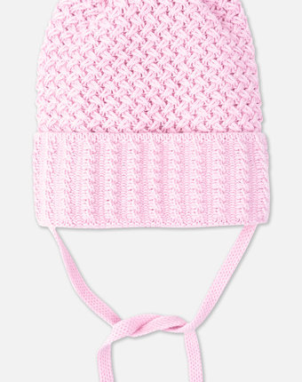 Миниатюра фотографии Розовая вязаная шапка для девочки