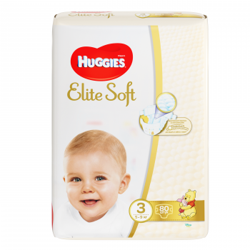 Подгузники Huggies Элит Софт 3 (5-9кг), 80 шт.