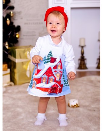 Миниатюра фотографии Дашенька платье новогоднее зимний домик