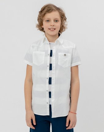 Белая рубашка с коротким рукавом Button Blue