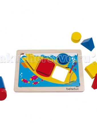 Миниатюра фотографии Деревянная игрушка beleduc развивающая игра геосортер 21010