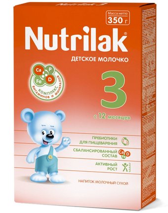 Миниатюра фотографии Заменитель молока nutrilak 3 с 12 месяцев, 350 г