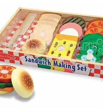 Миниатюра фотографии Деревянная игрушка melissa & doug готовь и играй делаем сэндвич