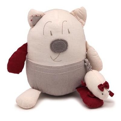 Мягкая игрушка - Кот с маленькой мышкой 15 см цвет: бежевый