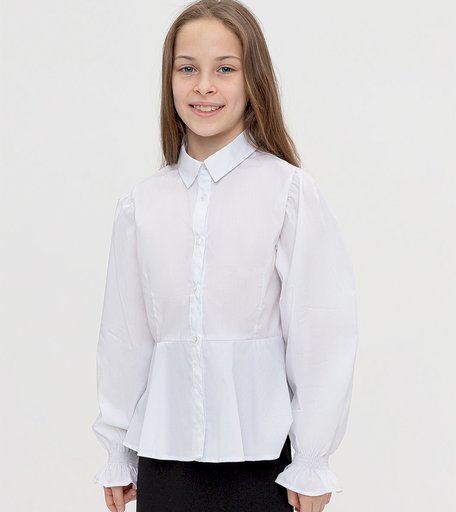 Блузка белая с объемными рукавами Button Blue