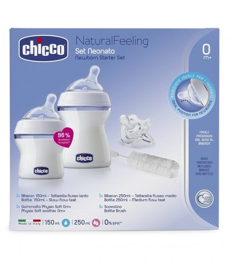 Бутылочка Chicco Набор для новорождённых Natural Feeling 2 шт. 150 мл, 250 мл