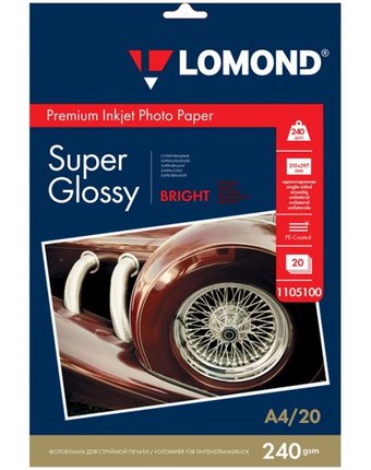Lomond Фотобумага суперглянец А4 240г/м2 для струйных принтеров 20 листов