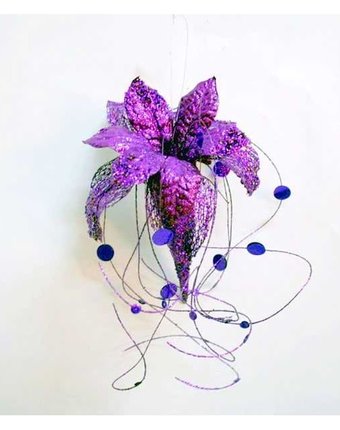 Миниатюра фотографии Декоративное украшение winter wings гранд карнавал волшебный цветок фиолетовый 35 см