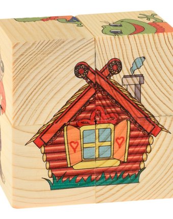 Миниатюра фотографии Кубики русские деревянные игрушки теремок
