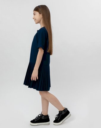 Миниатюра фотографии Синее платье с коротким рукавом button blue
