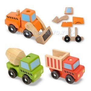 Миниатюра фотографии Деревянная игрушка melissa & doug классические игрушки конструктор строительный транспорт