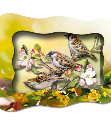 Хобби и Творчество VIZZLE Объемная картина Воробьи на ветке