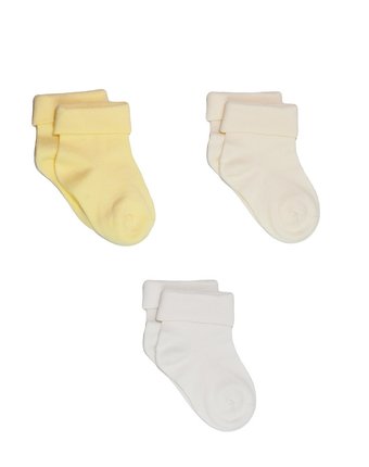 Носки с отворотами, 3 шт., желтый, белый