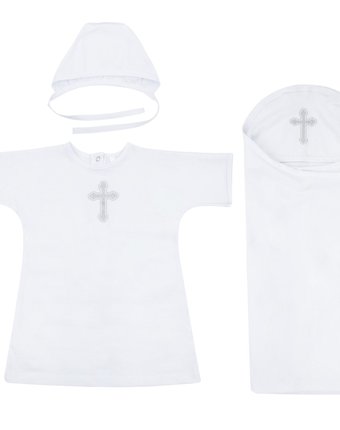 Миниатюра фотографии Крестильный набор пеленка/рубашка/чепчик leader kids newborn