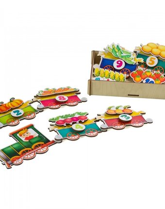 Деревянная игрушка Сибирские игрушки Липучка Поезд с овощами
