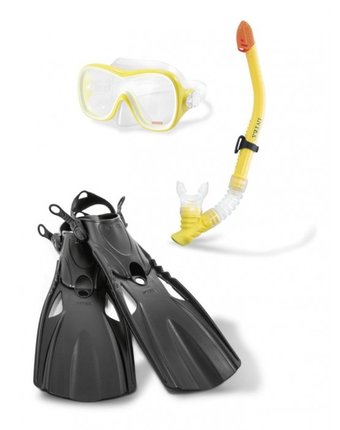 Intex Плавательный набор маска трубка ласты с55658