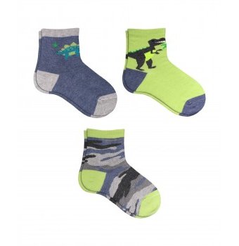 Носки детские, 3 пары, зеленый, синий, серый