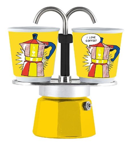 Bialetti Гейзерная кофеварка Мини Экспресс Lichtenstein 2 порции и 2 чашки