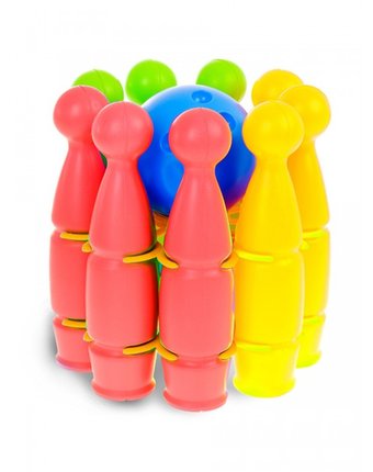 Миниатюра фотографии Colorplast набор для боулинга паутинка: 9 кеглей и шар