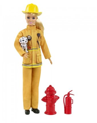 Миниатюра фотографии Barbie кукла барби пожарный в пожарной форме и с тематическими аксессуарами
