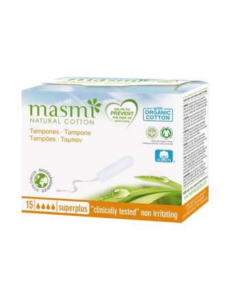 Masmi Гигиенические тампоны Super Plus из органического хлопка 15 шт.