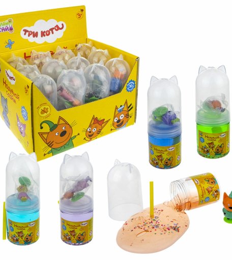 Слайм Три кота Слайм Тайм, надувной, с фигуркой и звездочками,
