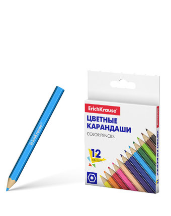 Цветные шестигранные мини-карандаши ErichKrause 12 цветов