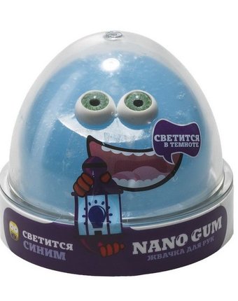 Слайм Nano Gum светится в темноте синим (50 г)