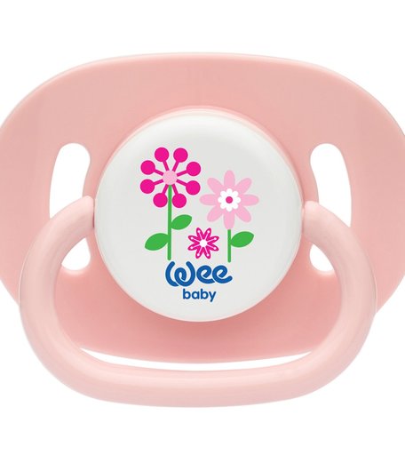 Пустышка WeeBaby С овальным кольцом Вишенка силикон, от 6 месяцев