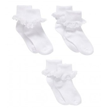 Носки с ажурными манжетами, 3 пары, белый