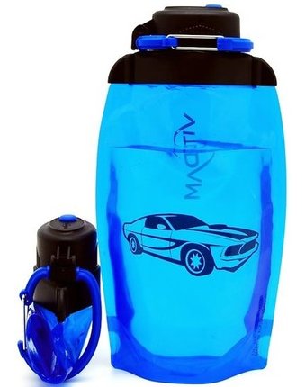 Vitdam Складная эко бутылка с карабином Автомобиль 500 мл