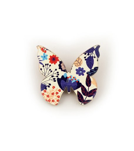 Значок Орландо - Бабочка, белый фон, крупные цветы, 6.5 х 9.5 см