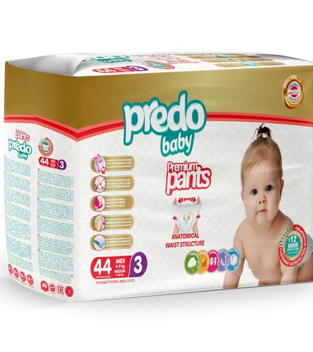 Подгузники-трусики Predo Predo baby для ежедневного использования, р. Midi, 4-9, 44 шт