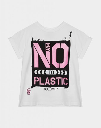 Миниатюра фотографии Футболка say no to plastic для девочки gulliver