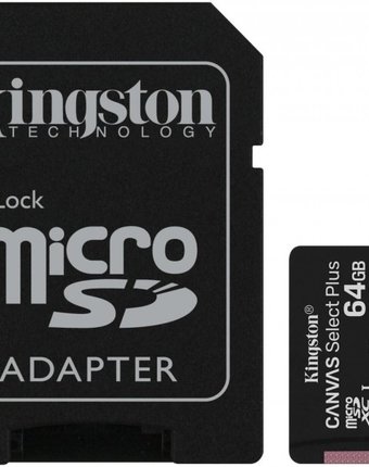 Миниатюра фотографии Kingston карта памяти microsdhc 64gb uhs-i u1 canvas select plus