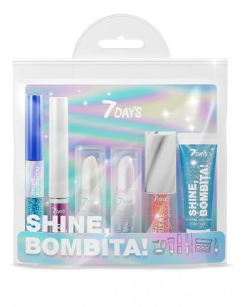 Миниатюра фотографии 7days подарочный набор для макияжа, косметичка shine bombita №4 miracle 6 средств