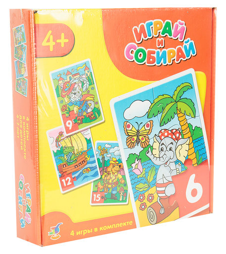 Пазл Дрофа Играй и собирай Кот, пес, крокодил, слон