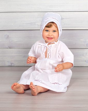 Миниатюра фотографии Pituso комплект для крещения девочки (платье, чепчик, пеленка)