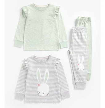 Пижамы "Милый кролик", 2 шт., зеленый, серый