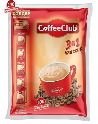 Coffee Club  Напиток кофейный растворимый 3 в 1 Классик 100 пак.