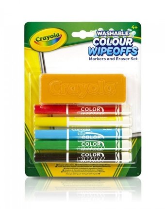 Миниатюра фотографии Фломастеры crayola набор стираемых с губкой 5 цветов
