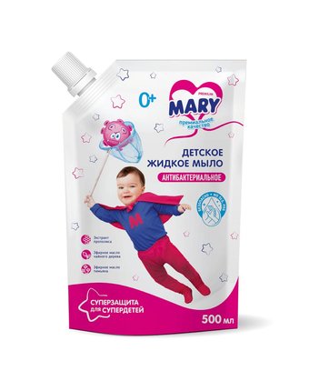 Мыло Mary жидкое антибактериальное для детей, с рождения, 500 мл