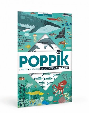 Миниатюра фотографии Poppik образовательный постер из наклеек океаны