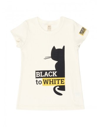 Миниатюра фотографии Lucky child футболка для девочки черное и белое 107-26