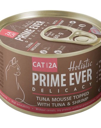 Влажный корм Prime Ever Delicacy 2A мусс, тунец с креветками, 80 г